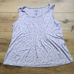 Purple Pleated Tank Top with Sleeveless Design